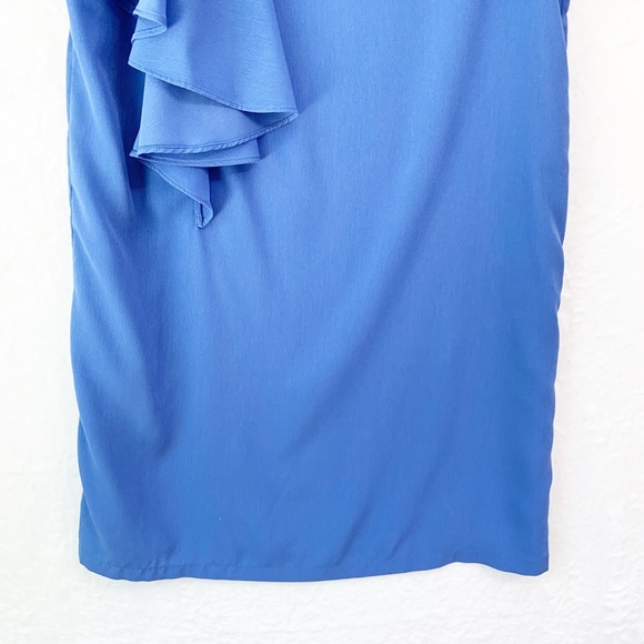 Crosby by Mollie Burch Jeni Ruffle Accent Sleeve Shift Dress Blue Sz M - Picture 6 of 10